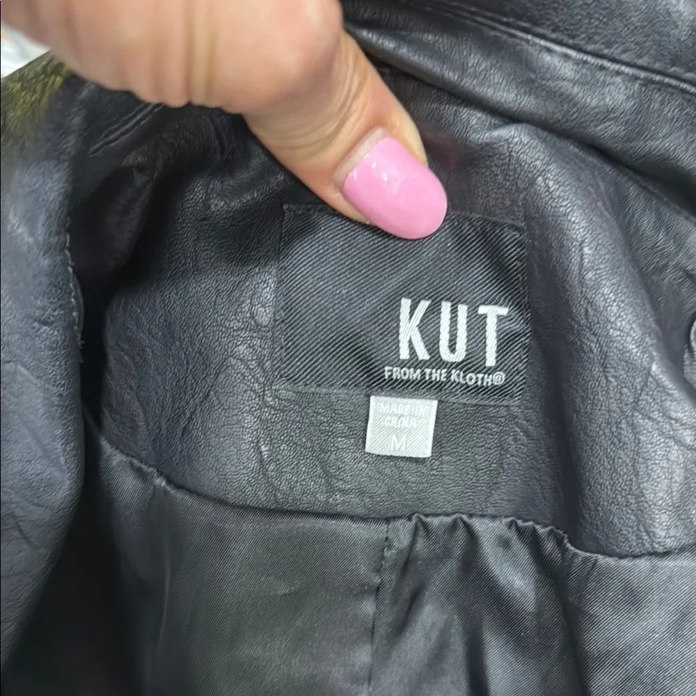 Black Leather Moto Jacket with Asymmetrical Zipper - Picture 4 of 6